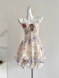 Unique A Line Spaghetti Straps Chiffon Printed Lace Short Prom Dress,Homecoming Dress,Birthday Dress GG3390