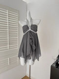 Gray A Line Halter Chiffon Sequin Short Prom Dress,Homecoming Dress,Birthday Dress GG3392