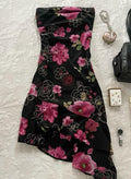 Chic A Line Strapless Chiffon Printed Short Prom Dress,Homecoming Dress,Birthday Dress GG3396