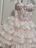 Cute Ball Gown Sapghetti Straps Pink Satin Lace Short Prom Dress,Homecoming Dress,Birthday Dress GG3459