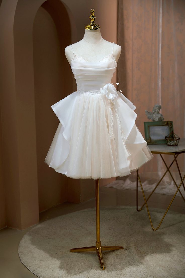 Cute A Line Spaghetti Straps Chiffon Tulle Short Prom Dress,Homecoming Dress,Birthday Dress GG3467