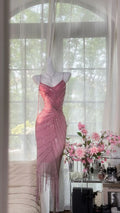 Pretty Mermaid Spaghetti Straps Satin Tulle Sequin Beaded Short Prom Dress,Homecoming Dress,Birthday Dress GG3485