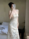 Pretty A Line Spaghetti Straps Satin Lace Long Prom Dress,Party Dress,Evening Dress GG3540