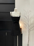 Pretty Black A Line Spaghetti Straps Satin Beads Short Prom Dress,Homecoming Dress,18th Birthday Dress GG3551