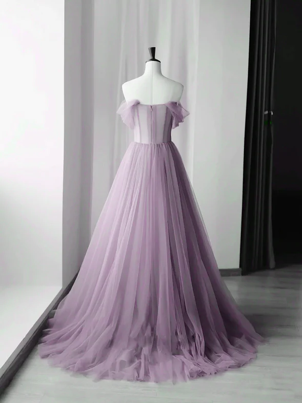 Elegant A Line Off The Shoulder Beaded Flowers Long Prom Dress,Evening Dress GG357