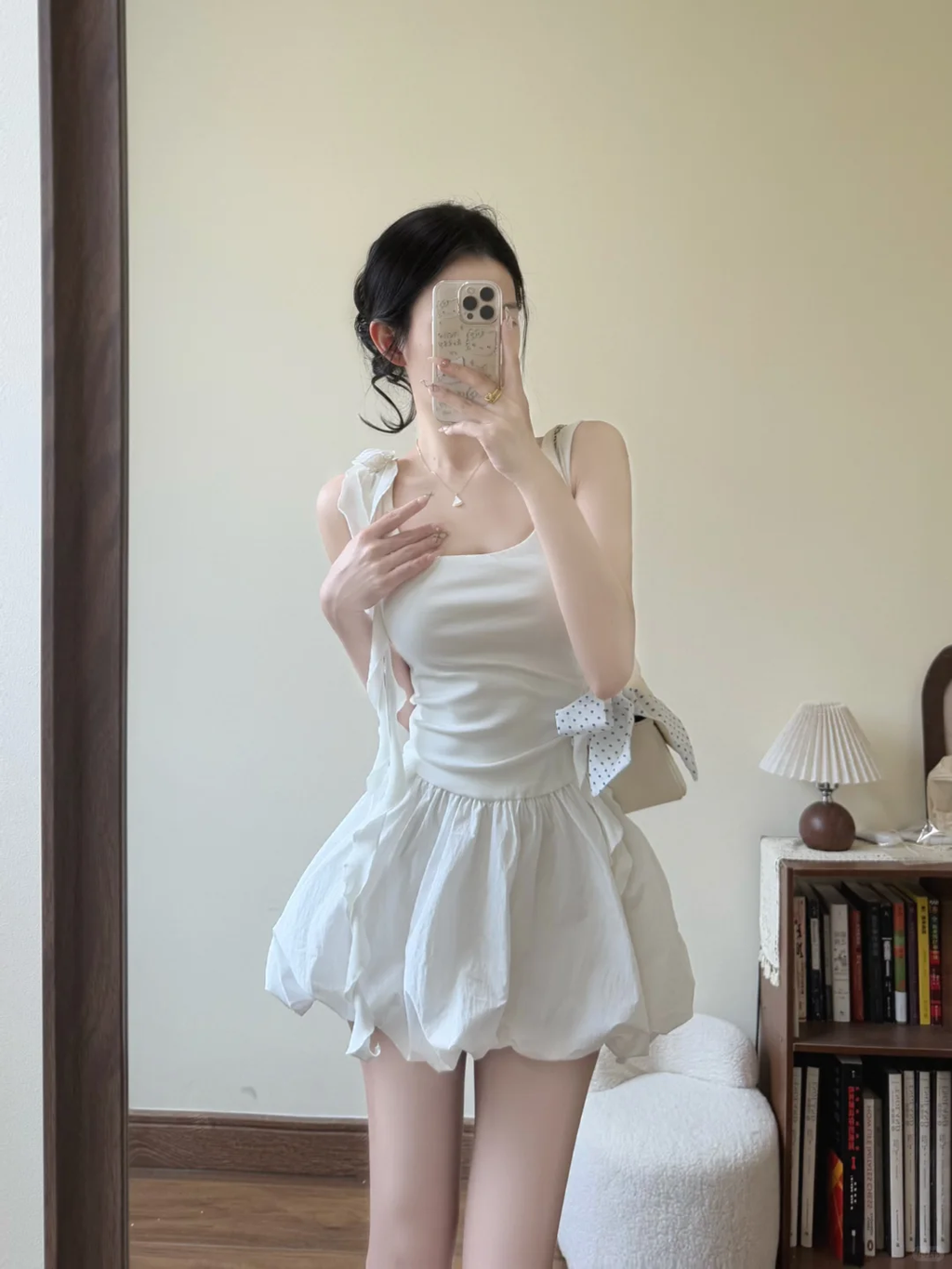 Sweet A Line Square White Satin Short Prom Dress,Homecoming Dress,18th Birthday Dress GG3602