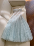 Shiny A Line Sapghetti Straps Satin Tulle Sequin Long Prom Dress,Party Dress,Evening Dress GG3607