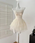 Cute A Line Spaghetti Straps Satin Tulle Sequin Short Prom Dress,Homecoming Dress,16th Birthday Dress GG3617