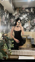 Sexy Black 20th A Line Halter Satin Short Homecoming Dress,Summer Birthday Dress GG3755