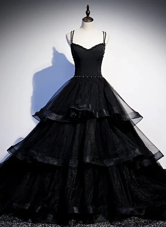 Clam A Line Spaghetti Straps Beading Layers Tulle  Long Prom Dress,Evening Dress GG376
