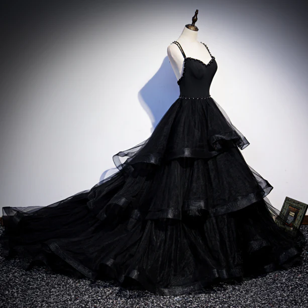 Clam A Line Spaghetti Straps Beading Layers Tulle  Long Prom Dress,Evening Dress GG376