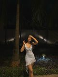 Unique Mermaid V Neck Chiffon Short Homecoming Dress,Summer 20th Birthday Dress GG3829