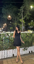 Simple A Line Spaghetti Straps Black Satin Short Homecoming Dress,Summer 18th Birthday Dress GG3839