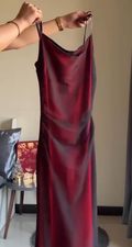 Chic Mermaid Spaghetti Straps Burgundy Satin With Black Tulle Long Prom Dress,Party Dress,Evening Dress GG3843