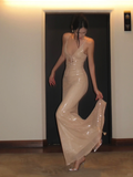 Gorgeous Mermaid Spaghetti Straps Sequin Long Prom Dress,Party Dress,Evening Dress GG3851