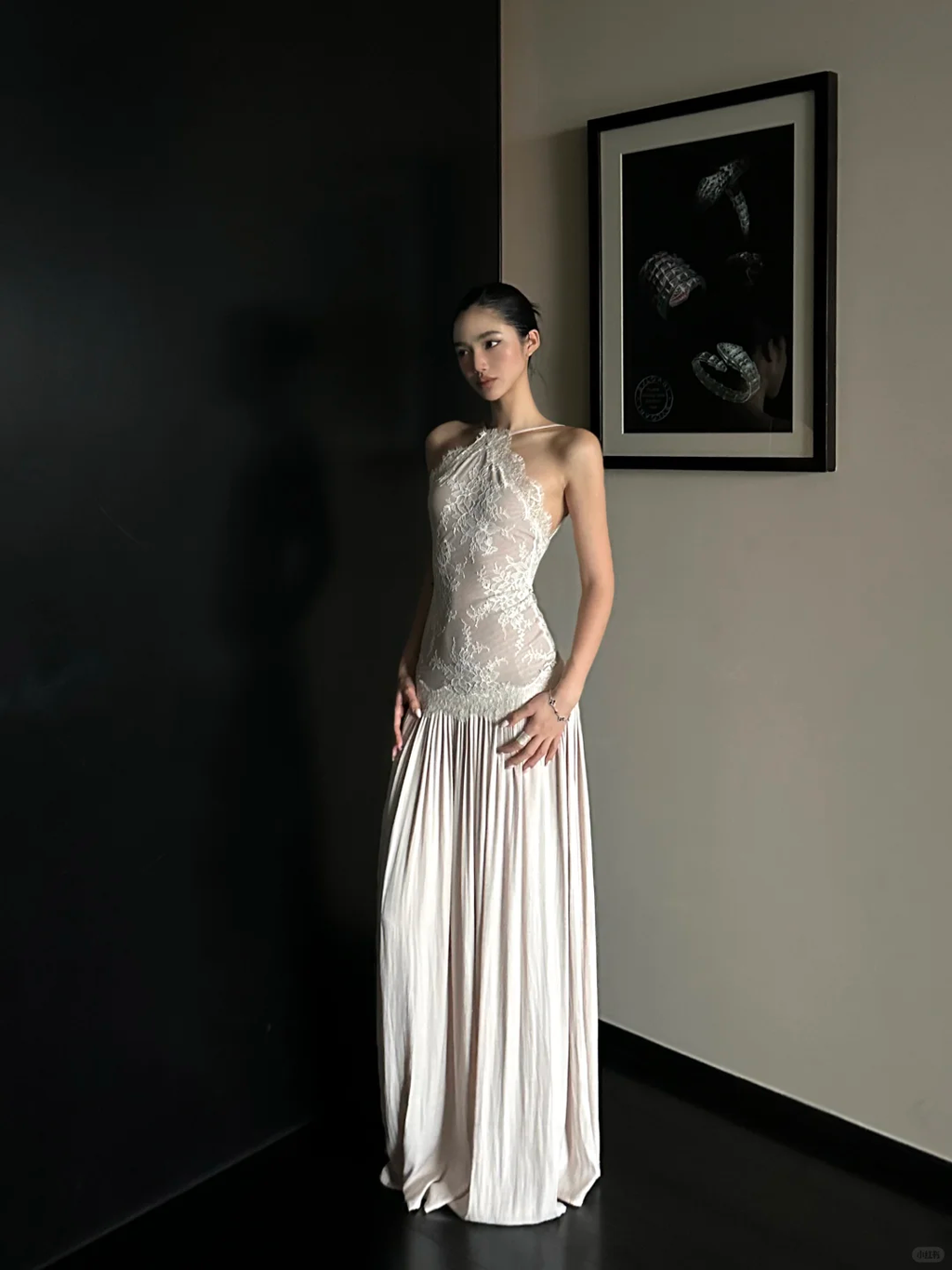 Pretty A Line Halter Satin Lace Backless Long Prom Dress,Party Dress,Evening Dress GG3852