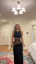 Impress Mermaid Spaghetti Straps Black Satin Lace Long Prom Dress,Party Dress,Evening Dress GG3910