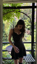Black A Line Spaghetti Straps Satin Short Homecoming Dress,Summer 20th Birthday Dress GG3923