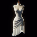 Elegant Mermaid Spaghetti Straps White Satin Chiffon Short Homecoming Dress,Summer 20th Birthday Dress GG3928