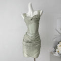 Chic Mermaid Sweetheart Satin Pleated Short Homecoming Dress,Summer 18th Birthday Dress GG3935