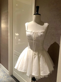 Cute A Line Square Satin Tulle Short Homecoming Dress,Summer 16th Birthday Dress GG3937