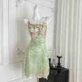 Stunning A Line Spaghetti Straps Satin Lace Applique Short Homecoming Dress,Summer 17th Birthday Dress GG3971