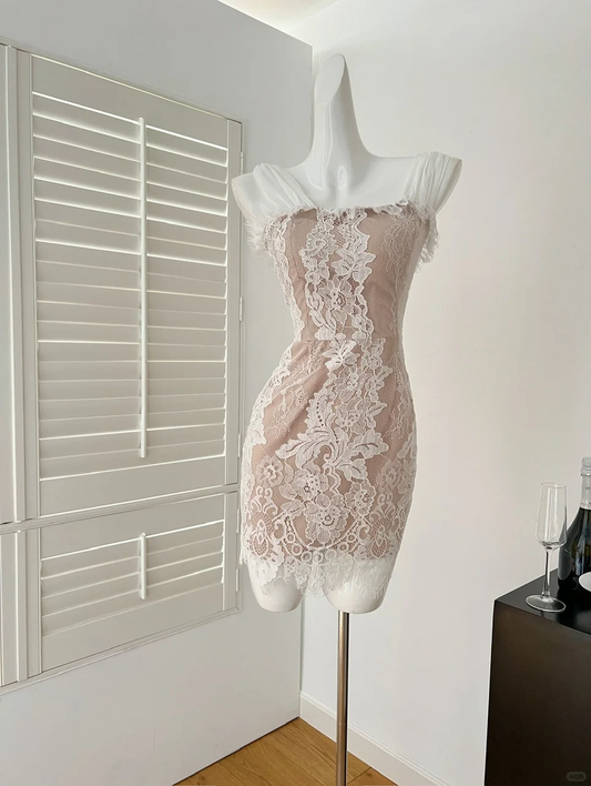 Bodycon Mermaid Satin Lace Short Homecoming Dress,Summer 20th Birthday Dress GG3983