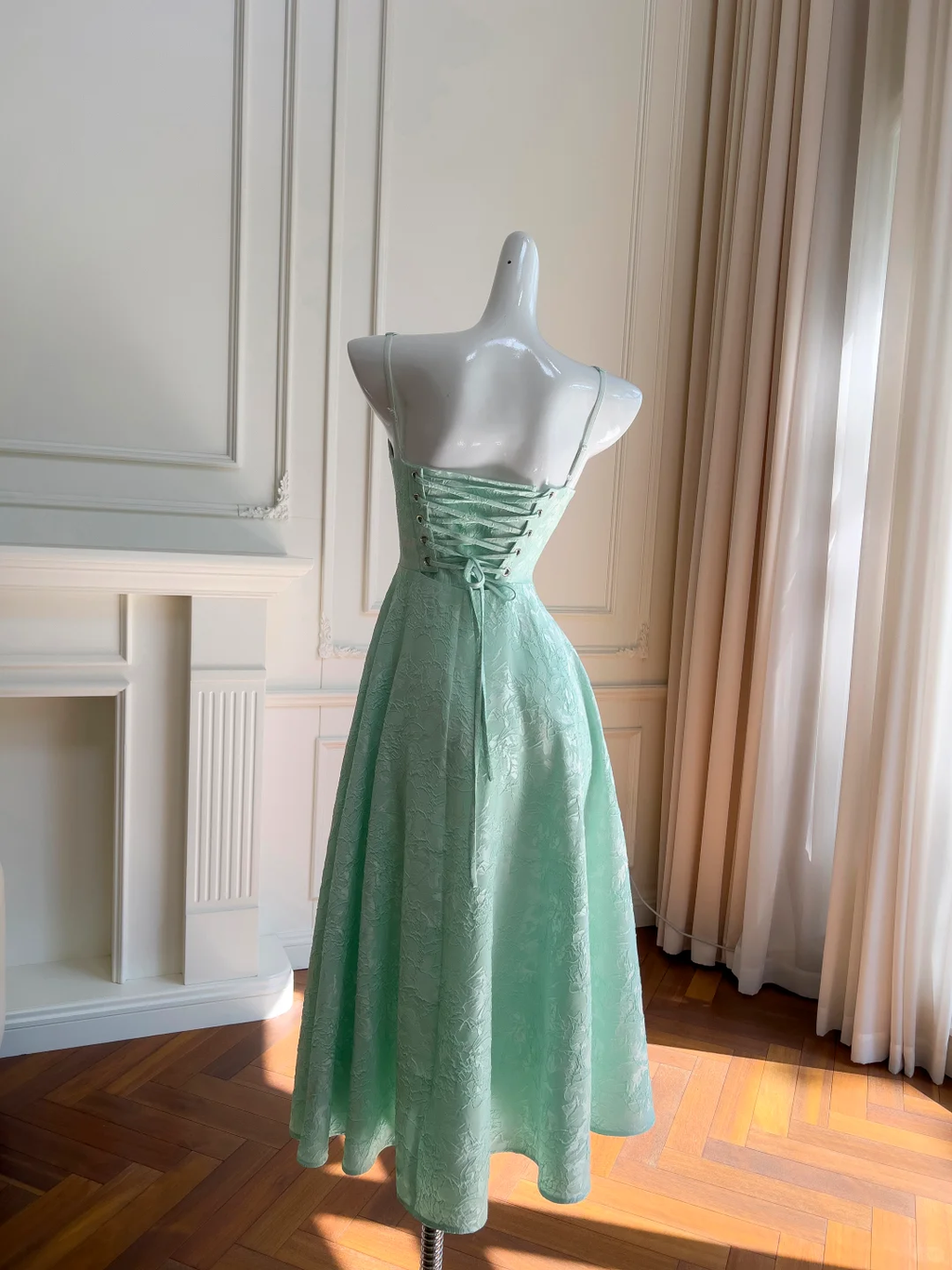 Elegant A Line Spaghetti Straps Satin Long Prom Dress,Party Dress,Formal Evening Dress GG4010