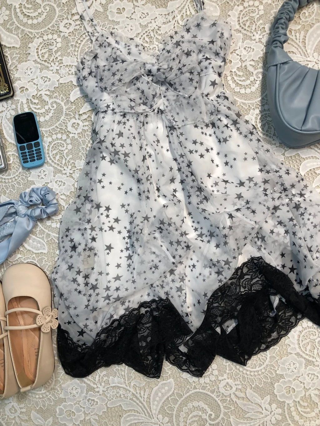 Cute A Line Spaghetti Straps Chiffon Lace Printed Stars Short Homecoming Dress,Summer 16th Birthday Dress GG4065