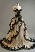 Vintage A Line Sweetheart Tulle Ruffles Long Prom Dress, Evening Dress GG408