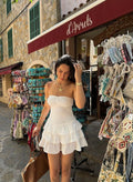 Cute A Line Strapless White Satin Tiered Short Homecoming Dress,Summer 18th Birthday Dress GG4141