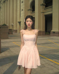 Sweetheart A Line Spaghetti Straps Pink Satin Short Homecoming Dress,Summer 16th Birthday Dress GG4148