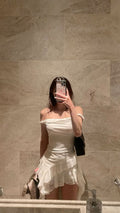 Pretty A Line Off The Shoulder Chiffon Lace Short Homecoming Dress,Summer 19th Birthday Dress GG4187