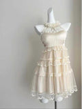 Princess A Line Halter Satin Tulle Lace Tiered Short Homecoming Dress,Summer 16th Birthday Dress GG4196