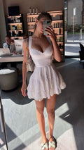 Cute White A Line Sweetheart Satin Lace Short Homecoming Dress,Summer 18th Birthday Dress GG4256
