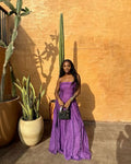 Unique A Line Strapless Purple Satin Long Prom Dress,Party Dress,Formal Evening Dress GG4284