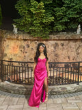 Pretty Mermaid Strapless Satin Pleated Sequin Slit Long Prom Dress,Party Dress,Formal Evening Dress GG4287