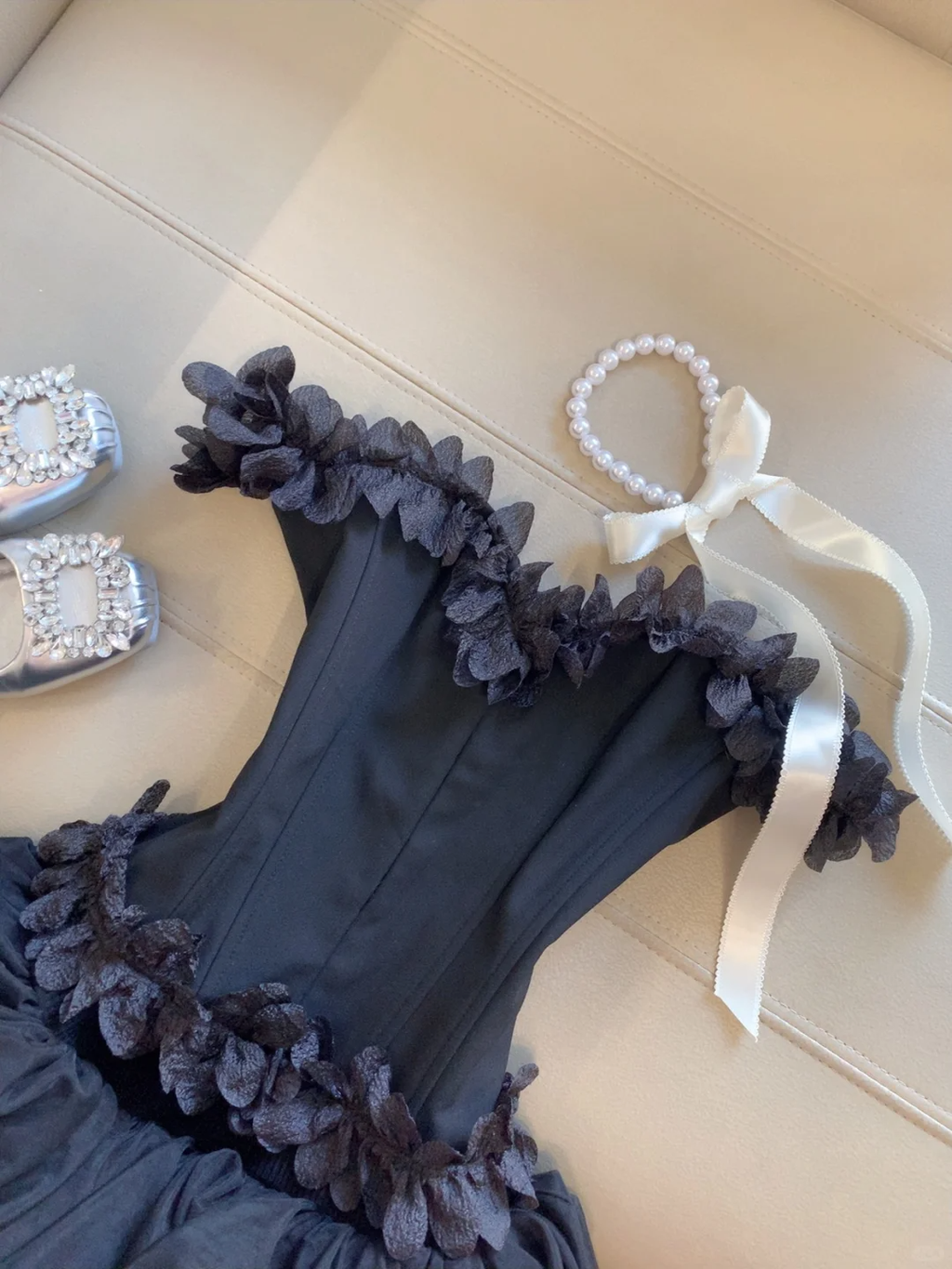Classy A Line Off The Shoulder Black Satin Applique Short Homecoming Dress,Summer 16th Birthday Dress GG4327