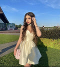 Classy A Line Spaghetti Straps Satin Pleated Short Homecoming Dress,Summer 18th Birthday Dress GG4374