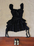 Charming A Line Square Black Satin Chiffon With Ruffles Lace Short Homecoming Dress,Summer 18th Birthday Dress GG4390