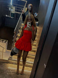 Tight Red A Line Halter Satin Short Homecoming Dress,Summer 19th Birthday Dress GG4427