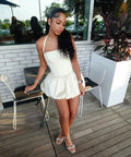 Modest A Line Halter Satin Short Homecoming Dress,Summer 17th Birthday Dress GG4429