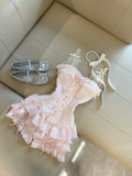 Pretty A Line Lace Spaghetti Straps Pink Satin Short Homecoming Dress,Summer 17th Birthday Dress GG4430