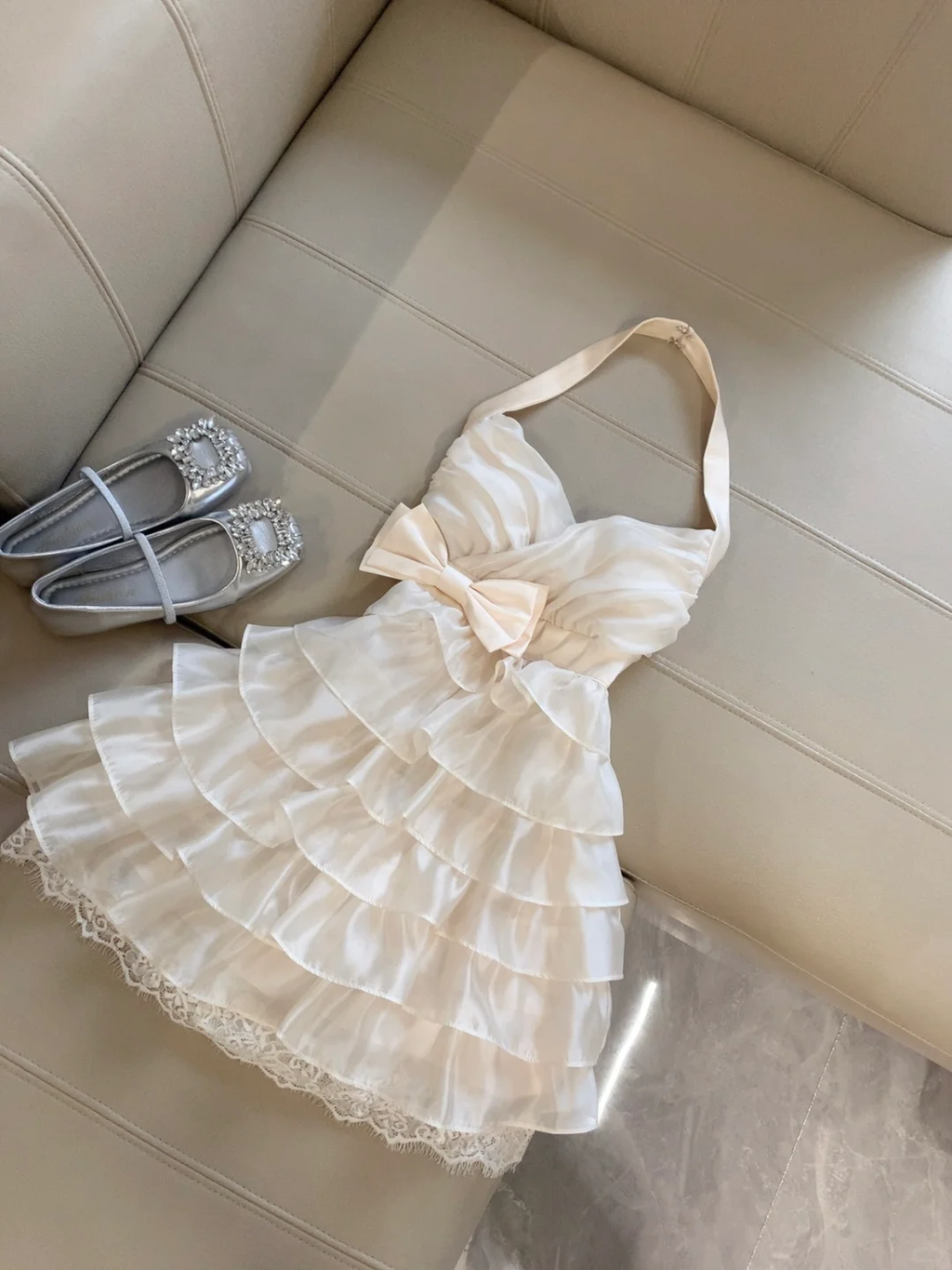 Modest A Line Halter Satin Lace Tiered Short Homecoming Dress,Summer 20th Birthday Dress GG4435