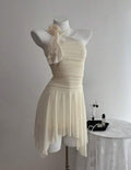 Halter Elegant A Line Chiffon With Flower Short Homecoming Dress,Summer 18th Birthday Dress GG4442