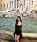 Sexy Mermaid Spaghetti Straps Black Satin Lace High-Low Prom Dress,Party Dress,Homecoming Dress GG4523