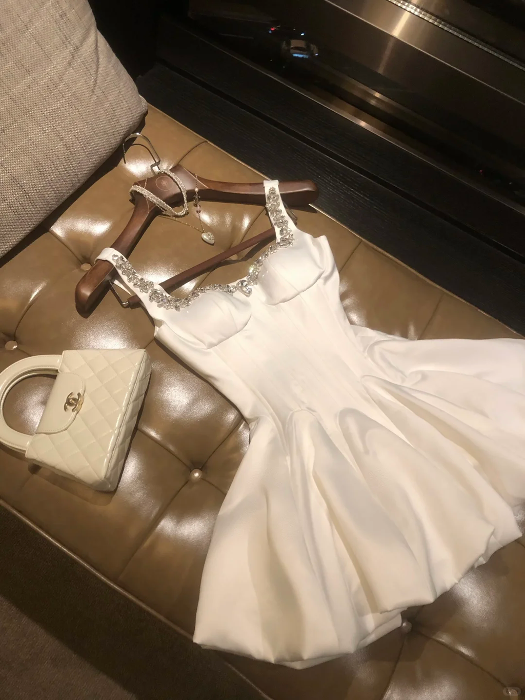 Princess A Line Square Satin Beads Short Homecoming Dress,Summer 17th Birthday Dress GG4568