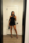 Simple Mermaid Off The Shoulder Black Satin Short Homecoming Dress,Vacation Dress,Summer 20th Birthday Dress GG4624