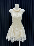 Pretty A Line Halter Lace Floral Short Homecoming Dress,Vacation Dress,Summer 17th Birthday Dress GG4643