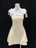Princess A Line Square Satin Applique Short Homecoming Dress,Vacation Dress,Summer 18th Birthday Dress GG4678